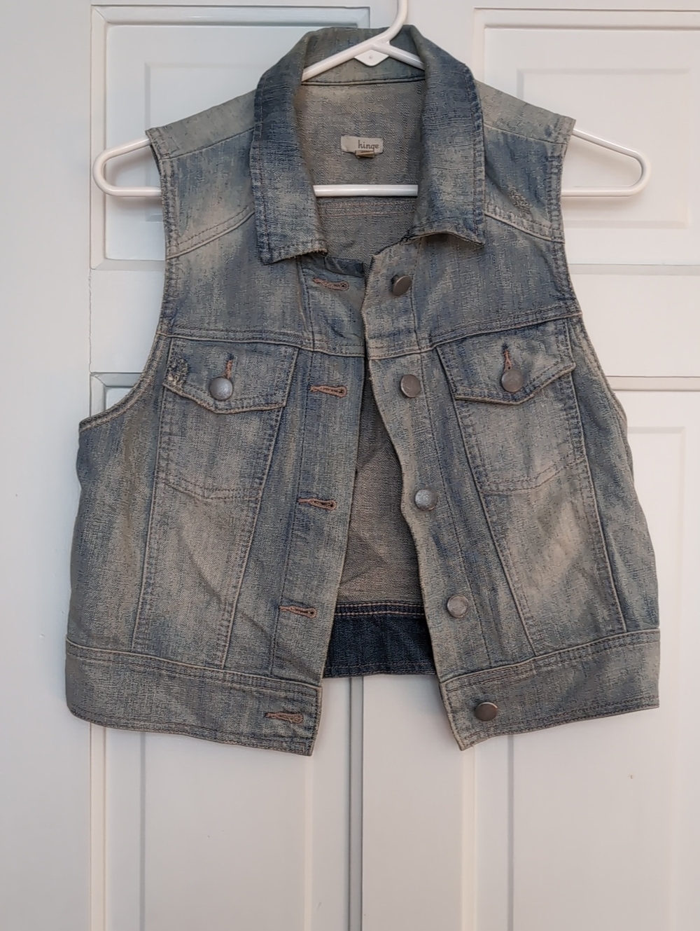 hinge Washed Blue Denim Vest